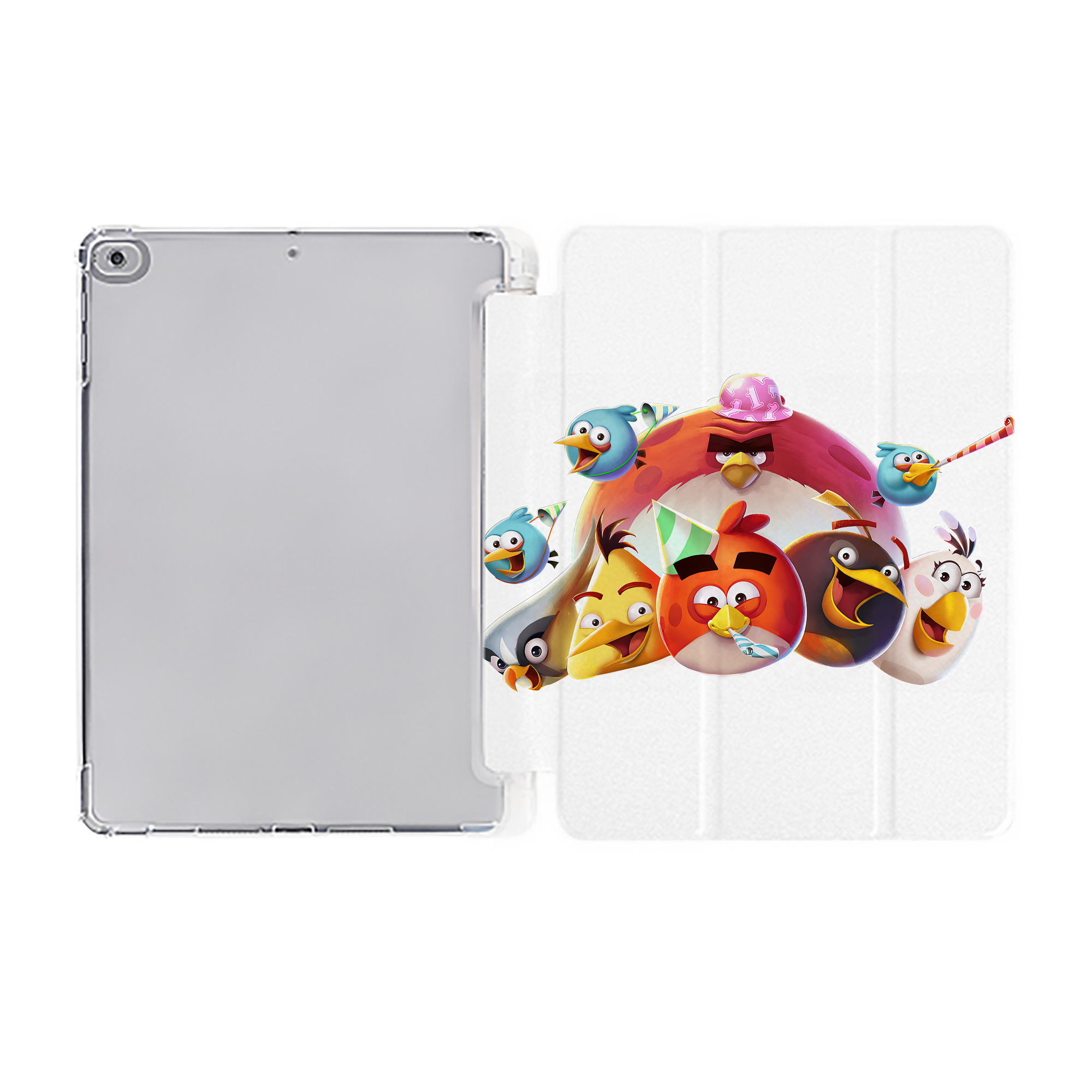 （画像用） Angry Birds アングリーバード IPad ケース ペン収納付き 三つ折りスタンド PUレザー×シリコン 対応機種9.5/10.5/10.9インチ
